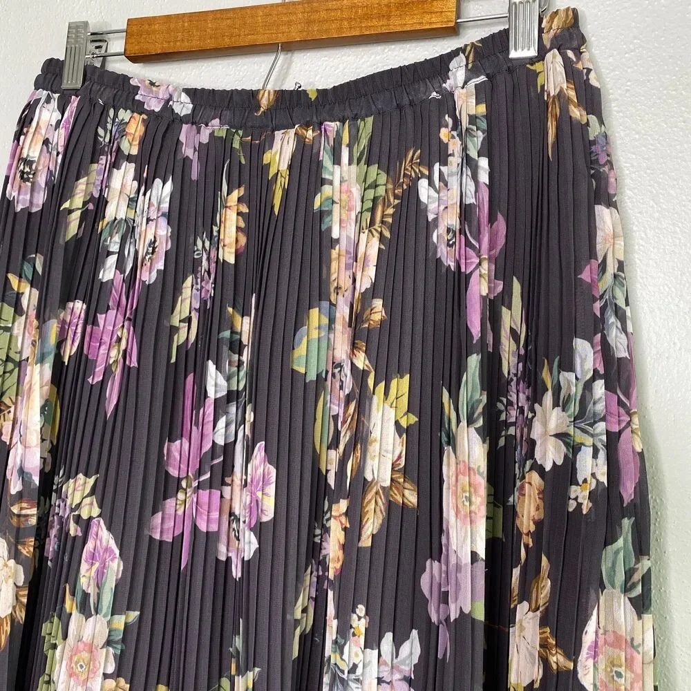 Christopher & Banks Women's X (14W) Floral Pleated Midi Skirt Cottagecore Church